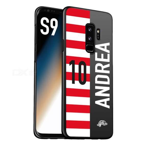 CUSTOMIZZA - Custodia cover nera morbida in tpu compatibile per Samsung S9 personalizzata calcio football nome e numero calciatori bianco rossa