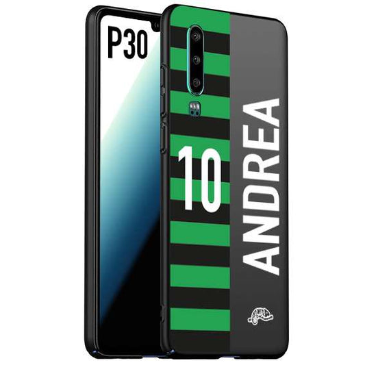 CUSTOMIZZA - Custodia cover nera morbida in tpu compatibile per Huawei P30 personalizzata calcio football nome e numero calciatori neroverde