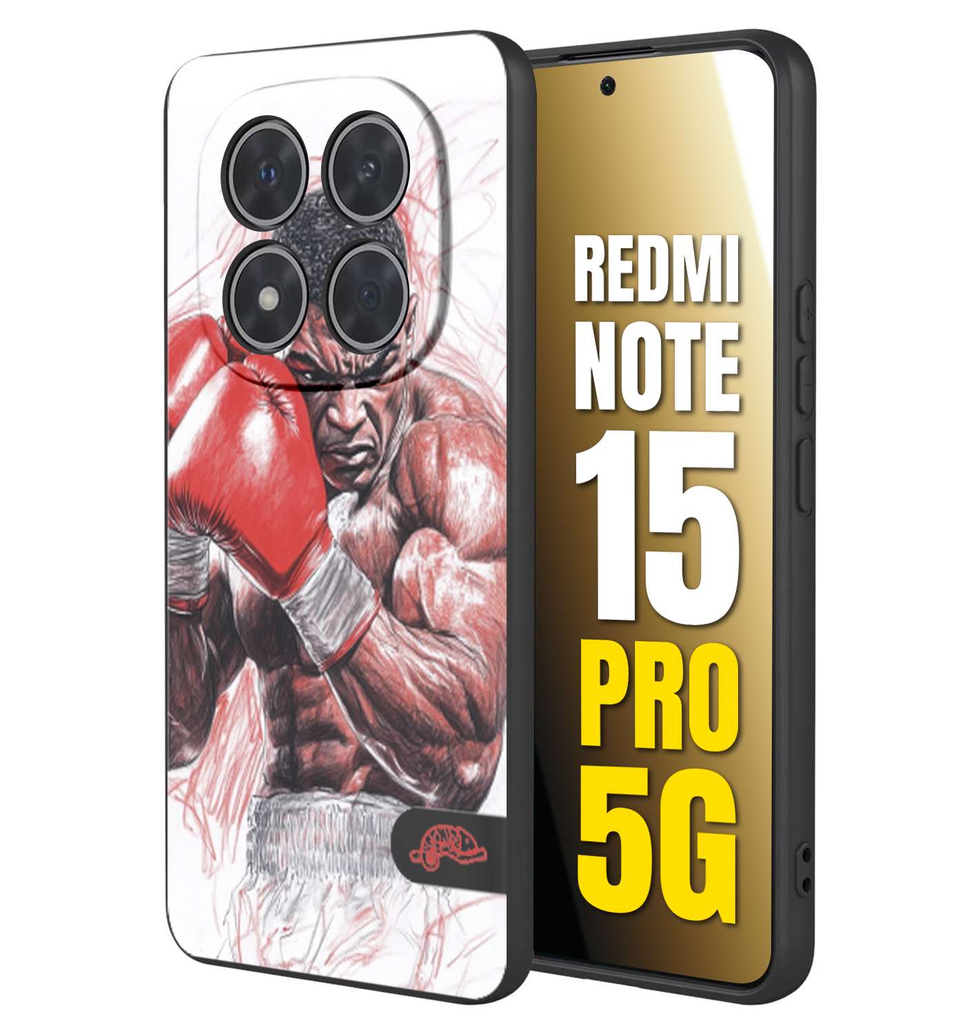 CUSTOMIZZA - Custodia cover nera morbida in tpu compatibile per Xiaomi Redmi Note 15 PRO 5G pugilato pugili disegno tattoo guantoni boxer pesi massimi iron mike