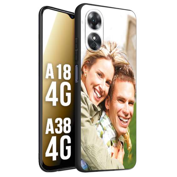 CUSTOMIZZA - Custodia cover nera morbida in tpu compatibile per Oppo A18 4G - A38 4G personalizzata con foto immagine scritta a piacere