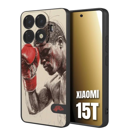 CUSTOMIZZA - Custodia cover nera morbida in tpu compatibile per Xiaomi 15T pugilato pugili disegno tattoo guantoni boxer pesi massimi
