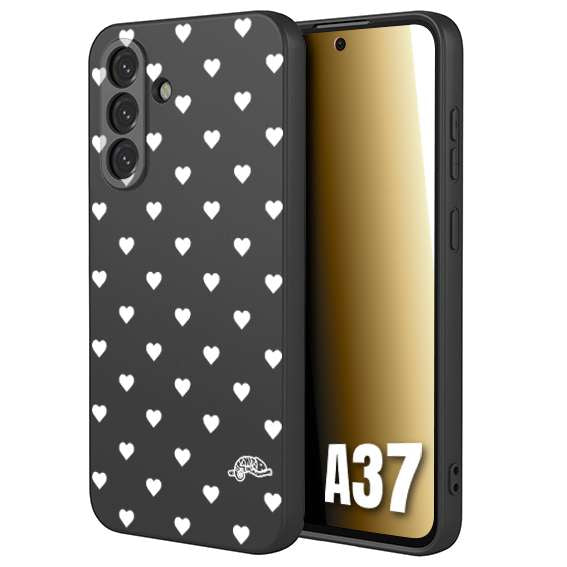 CUSTOMIZZA - Custodia cover nera morbida in tpu compatibile per Samsung A37 cuori pois bianchi donna pin up vintage