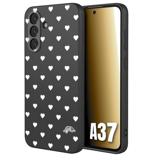 CUSTOMIZZA - Custodia cover nera morbida in tpu compatibile per Samsung A37 cuori pois bianchi donna pin up vintage