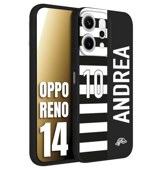 CUSTOMIZZA - Custodia cover nera morbida in tpu compatibile per Oppo Reno 14 personalizzata calcio football nome e numero calciatori bianconera