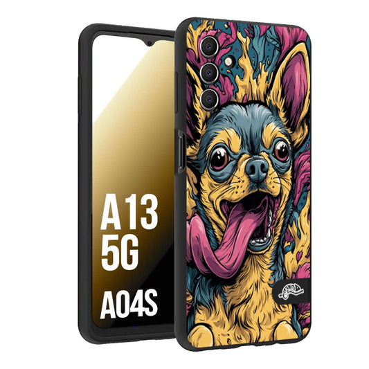 CUSTOMIZZA - Custodia cover nera morbida in tpu compatibile per Samsung A04S - A13 5G Chihuahua illustrazione cane pop art cane street art cartone animato