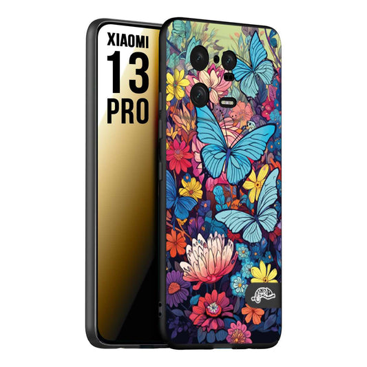 CUSTOMIZZA - Custodia cover nera morbida in tpu compatibile per Xiaomi Mi 11 Lite / Mi 11 Lite 5G farfalle butterfly moderno donna disegnate gialla blu rosa