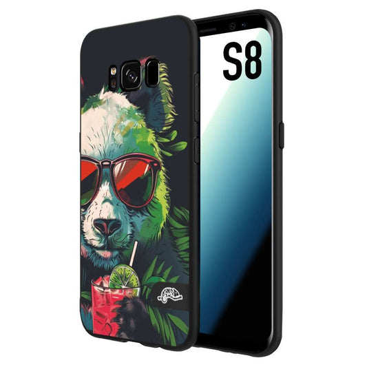 CUSTOMIZZA - Custodia cover nera morbida in tpu compatibile per Samsung S8 estate disegnata cocktails animali simpatici panda mojito