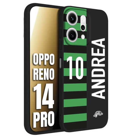 CUSTOMIZZA - Custodia cover nera morbida in tpu compatibile per Oppo Reno 14 PRO personalizzata calcio football nome e numero calciatori neroverde