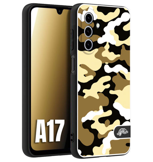 CUSTOMIZZA - Custodia cover nera morbida in tpu compatibile per Samsung A17 camouflage mimetico militare giallo desert brown