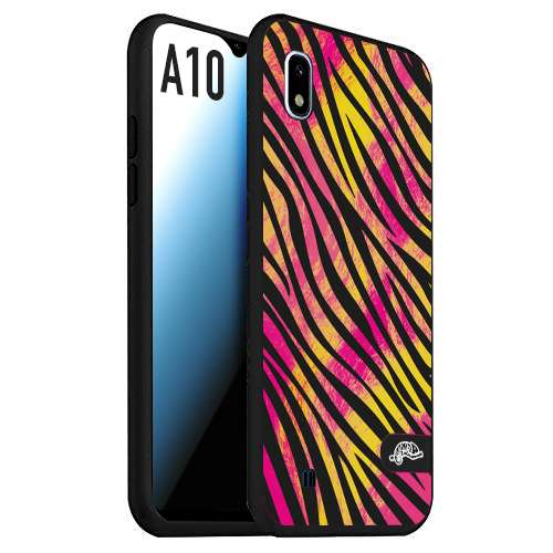 CUSTOMIZZA - Custodia cover nera morbida in tpu compatibile per Samsung A10 zebrata maculata a rilievo soft touch donna fucsia gialla