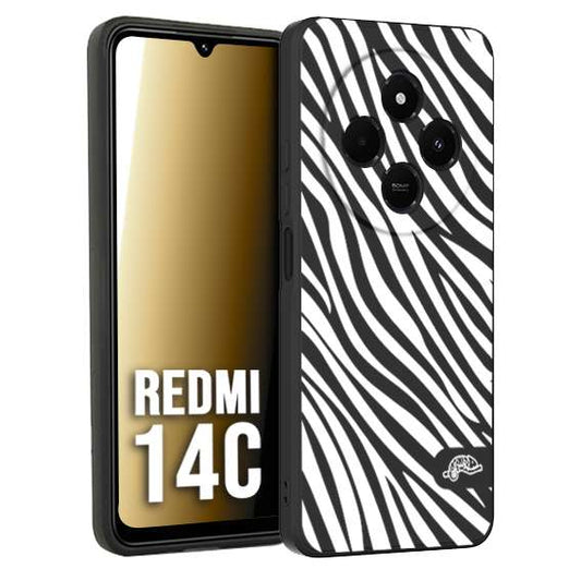 CUSTOMIZZA - Custodia cover nera morbida in tpu compatibile per Xiaomi Redmi 14C zebrata maculata a rilievo soft touch donna bianca