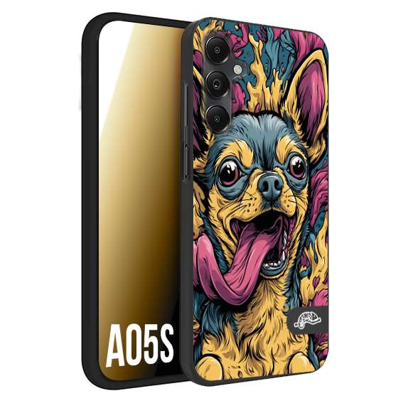 CUSTOMIZZA - Custodia cover nera morbida in tpu compatibile per Samsung A05S Chihuahua illustrazione cane pop art cane street art cartone animato