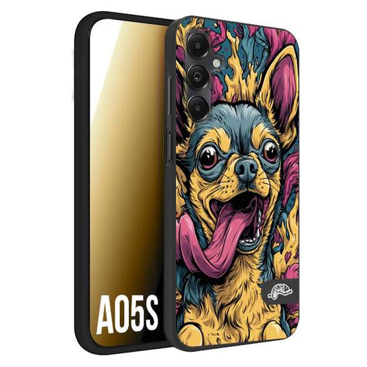 CUSTOMIZZA - Custodia cover nera morbida in tpu compatibile per Samsung A05S Chihuahua illustrazione cane pop art cane street art cartone animato