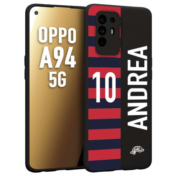 CUSTOMIZZA - Custodia cover nera morbida in tpu compatibile per Oppo A94 5G personalizzata calcio football nome e numero calciatori rossoblu