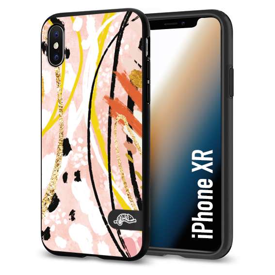 CUSTOMIZZA - Custodia cover nera morbida in tpu compatibile per iPhone Xr fiori astratti donna zebrato leopardato fantasia dorata gialla rosa colorata