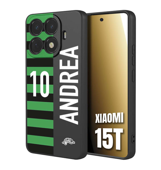 CUSTOMIZZA - Custodia cover nera morbida in tpu compatibile per Xiaomi 15T personalizzata calcio football nome e numero calciatori neroverde
