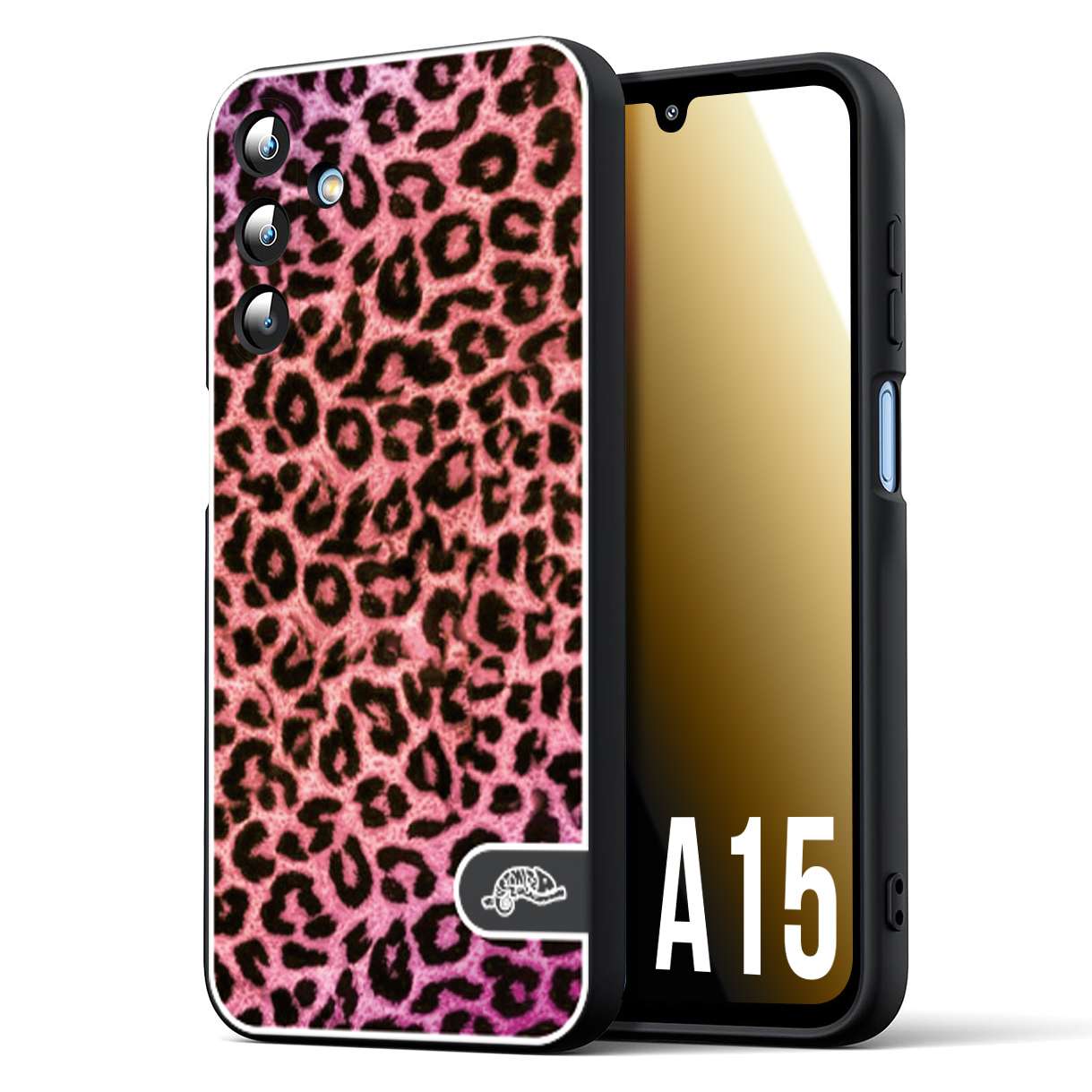 CUSTOMIZZA - Custodia cover nera morbida in tpu compatibile per Samsung A15 5G leopardato maculato donna rosa leopard