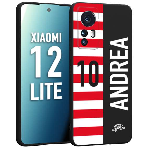 CUSTOMIZZA - Custodia cover nera morbida in tpu compatibile per Xiaomi 12 LITE personalizzata calcio football nome e numero calciatori bianco rossa