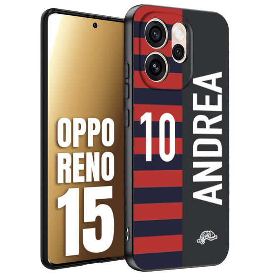 CUSTOMIZZA - Custodia cover nera morbida in tpu compatibile per Oppo Reno 15 personalizzata calcio football nome e numero calciatori rossoblu