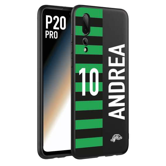 CUSTOMIZZA - Custodia cover nera morbida in tpu compatibile per Huawei P20 PRO personalizzata calcio football nome e numero calciatori neroverde