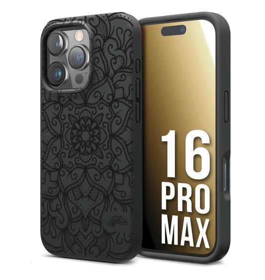 CUSTOMIZZA - Custodia cover nera morbida in tpu compatibile per iPhone 16 PRO MAX mandala nero fiore vedo non vedo donna