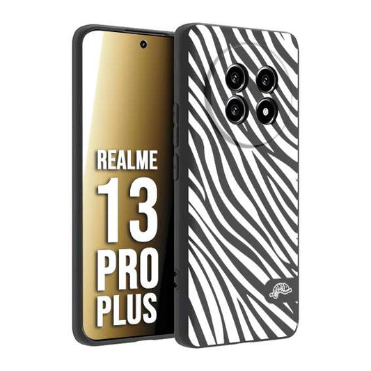 CUSTOMIZZA - Custodia cover nera morbida in tpu compatibile per Realme 13 PRO PLUS zebrata maculata a rilievo soft touch donna bianca