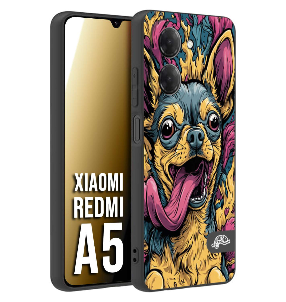 CUSTOMIZZA - Custodia cover nera morbida in tpu compatibile per Xiaomi Redmi A5 Chihuahua illustrazione cane pop art cane street art cartone animato