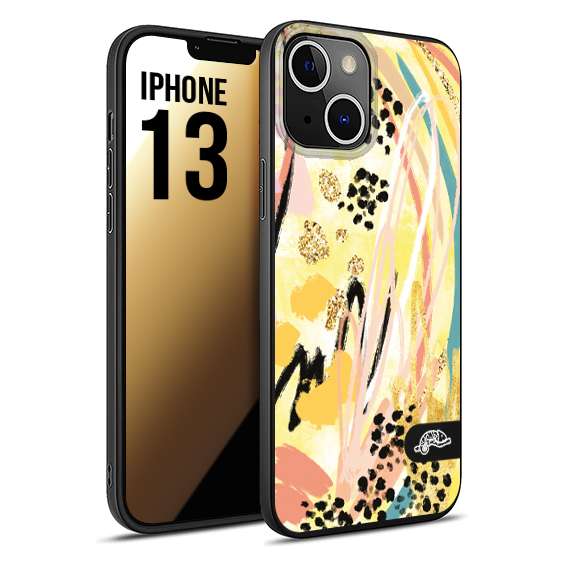 CUSTOMIZZA - Custodia cover nera morbida in tpu compatibile per iPhone 13 astratti donna flower fantasia estate gialla rosa leopardata