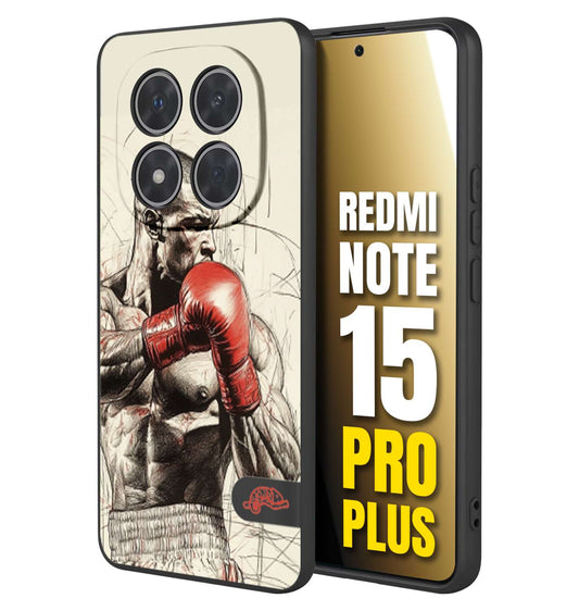 CUSTOMIZZA - Custodia cover nera morbida in tpu compatibile per Xiaomi Redmi Note 15 PRO PLUS pugilato pugili disegno tattoo guantoni box sport ring