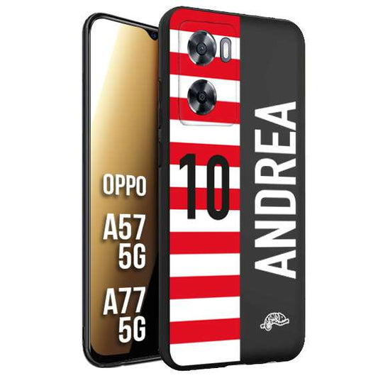 CUSTOMIZZA - Custodia cover nera morbida in tpu compatibile per Oppo A57 5G - A77 5G personalizzata calcio football nome e numero calciatori bianco rossa