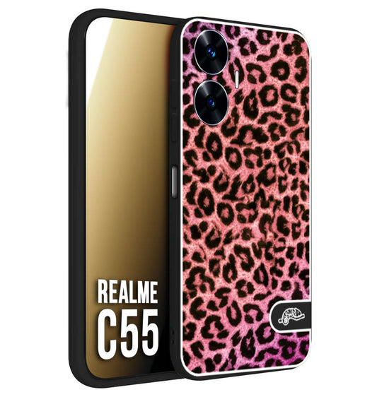 CUSTOMIZZA - Custodia cover nera morbida in tpu compatibile per Oppo C55 leopardato maculato donna rosa leopard