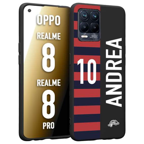 CUSTOMIZZA - Custodia cover nera morbida in tpu compatibile per Realme 8 - 8 PRO personalizzata calcio football nome e numero calciatori rossoblu