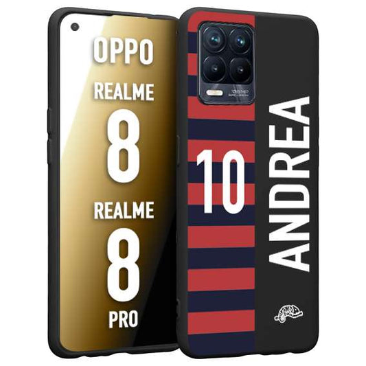 CUSTOMIZZA - Custodia cover nera morbida in tpu compatibile per Realme 8 - 8 PRO personalizzata calcio football nome e numero calciatori rossoblu