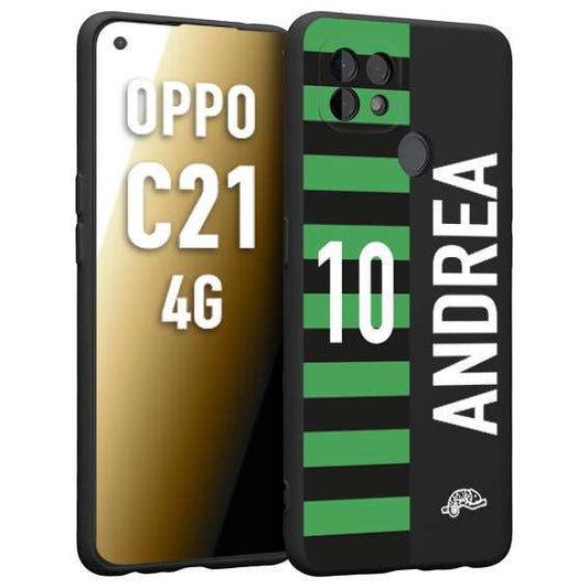 CUSTOMIZZA - Custodia cover nera morbida in tpu compatibile per Realme C21 4G personalizzata calcio football nome e numero calciatori neroverde