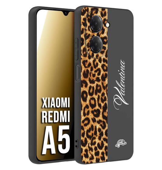 CUSTOMIZZA - Custodia cover nera morbida in tpu compatibile per Xiaomi Redmi A5 custom nome scritta leopardato maculato donna marrone leopard