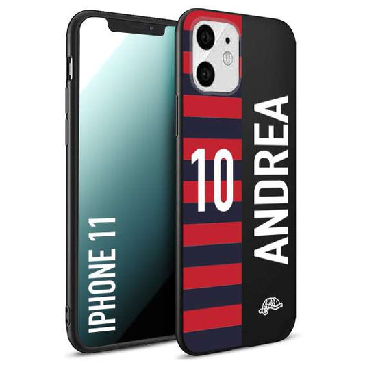 CUSTOMIZZA - Custodia cover nera morbida in tpu compatibile per iPhone 11 personalizzata calcio football nome e numero calciatori rossoblu