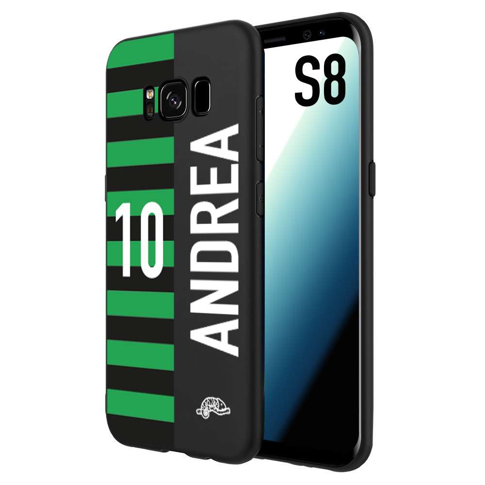 CUSTOMIZZA - Custodia cover nera morbida in tpu compatibile per Samsung S8 personalizzata calcio football nome e numero calciatori neroverde