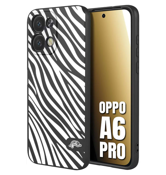 CUSTOMIZZA - Custodia cover nera morbida in tpu compatibile per Oppo A6 PRO zebrata maculata a rilievo soft touch donna bianca
