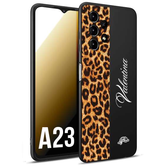 CUSTOMIZZA - Custodia cover nera morbida in tpu compatibile per Samsung A23 custom nome scritta leopardato maculato donna marrone leopard