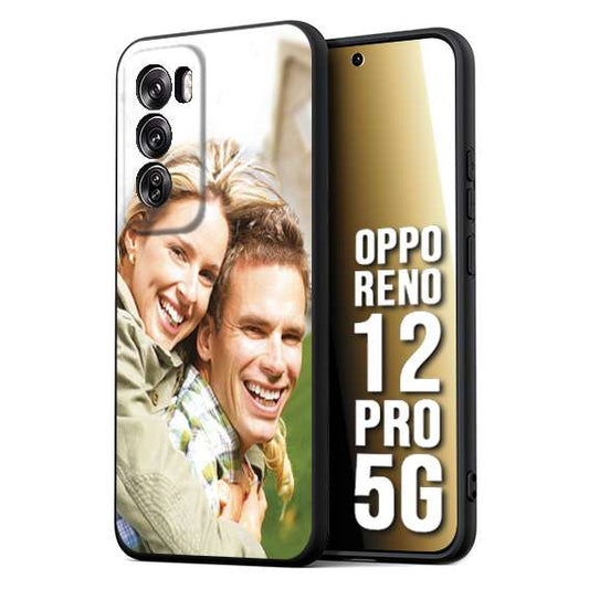 CUSTOMIZZA - Custodia cover nera morbida in tpu compatibile per Oppo Reno 12 PRO 5G personalizzata con foto immagine scritta a piacere