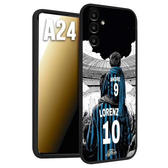 CUSTOMIZZA - Custodia cover nera morbida in tpu compatibile per Samsung A24 personalizzata calcio football padre e figlio calciatori nerazzurra