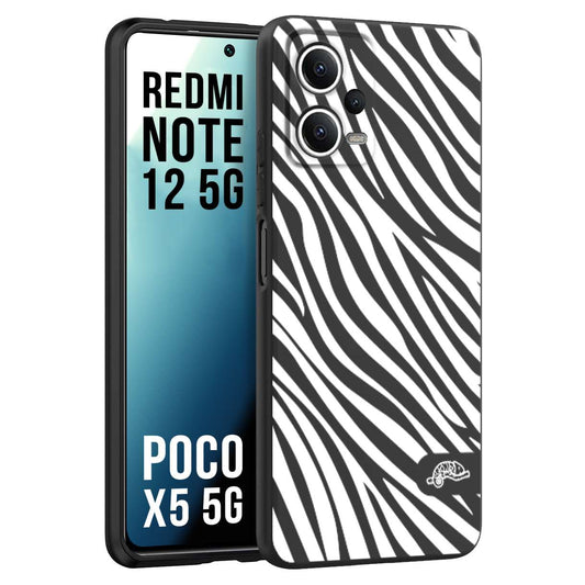 CUSTOMIZZA - Custodia cover nera morbida in tpu compatibile per Xiaomi Redmi Note 12 - POCO X5 5G zebrata maculata a rilievo soft touch donna bianca