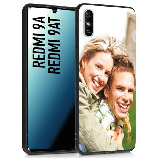 CUSTOMIZZA - Custodia cover nera morbida in tpu compatibile per Xiaomi Redmi 9A - 9AT personalizzata con foto immagine scritta a piacere