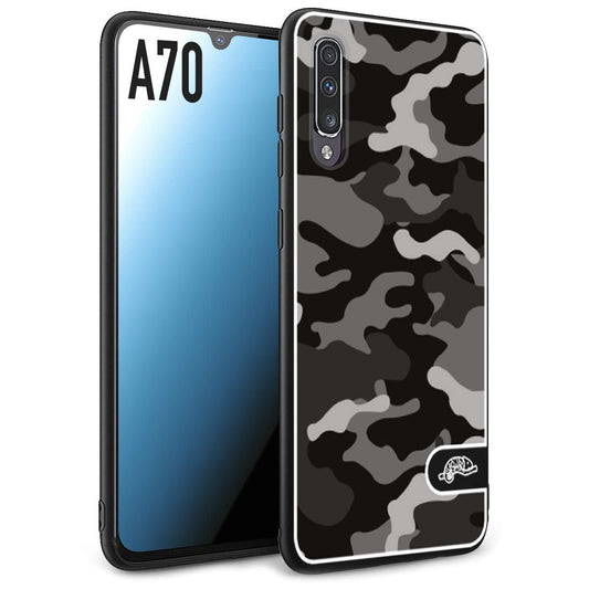 CUSTOMIZZA - Custodia cover nera morbida in tpu compatibile per Samsung A70 camouflage mimetico militare nero black grigio