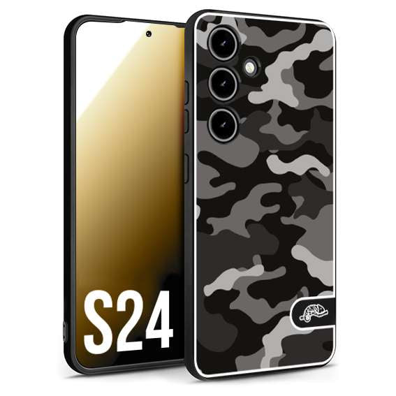 CUSTOMIZZA - Custodia cover nera morbida in tpu compatibile per Samsung S24 camouflage mimetico militare nero black grigio