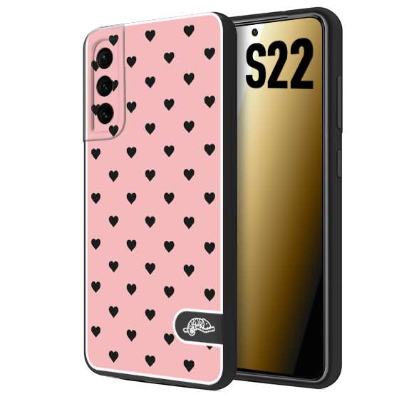 CUSTOMIZZA - Custodia cover nera morbida in tpu compatibile per Samsung S22 cuori pois rosa donna pin up vintage