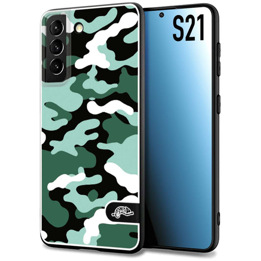 CUSTOMIZZA - Custodia cover nera morbida in tpu compatibile per Samsung S21 camouflage mimetico militare verde green