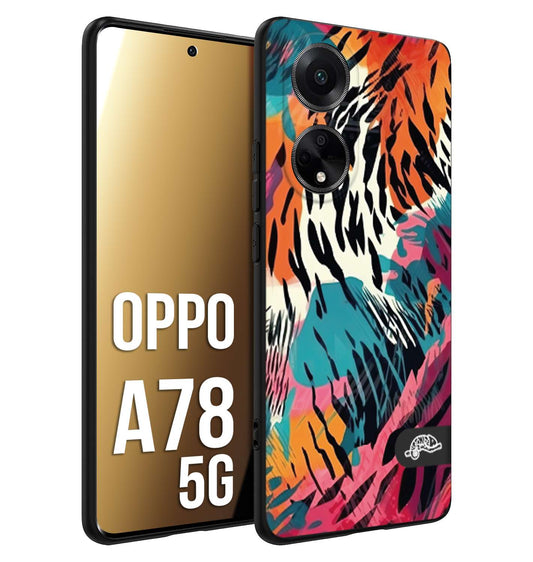 CUSTOMIZZA - Custodia cover nera morbida in tpu compatibile per Oppo A78 5G leopardato maculato tigrato tiger colorata summer color