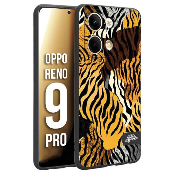 CUSTOMIZZA - Custodia cover nera morbida in tpu compatibile per Oppo Reno 9 PRO leopardato tigrato tiger colorata donna fashion estate