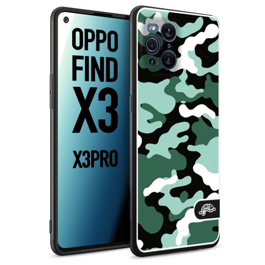 CUSTOMIZZA - Custodia cover nera morbida in tpu compatibile per Oppo Find X3 - Find X3 Pro 5G camouflage mimetico militare verde green